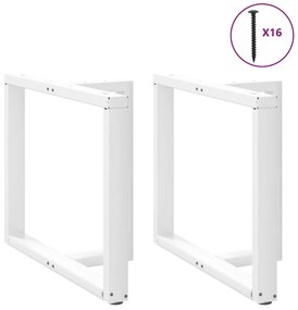 Pés para mesa de jantar em forma de T, 2 peças, branco, 100x35x(72-73)