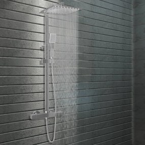 145053 vidaXL Conjunto duche com dois chuveiros e termostato aço inoxidável