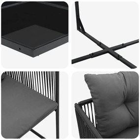 Conjunto de Jantar de Jardim de 22 Peças vidaXL com Almofadas em Aço e
