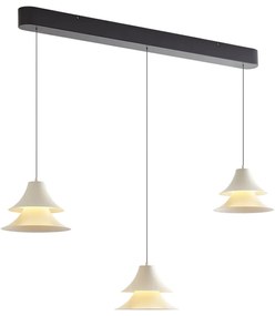Candeeiro suspenso preto com bege incluindo LED regulável em 3 níveis 3 luzes Easylift - Witch