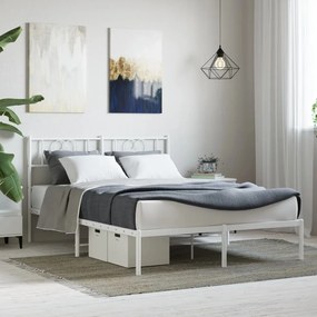 Estrutura de cama com cabeceira 135x190 cm metal branco