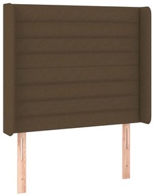 Cama box spring c/ colchão/LED 100x200cm tecido castanho-escuro