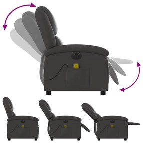 Poltrona de massagens reclinável elétrica couro genuíno cinza