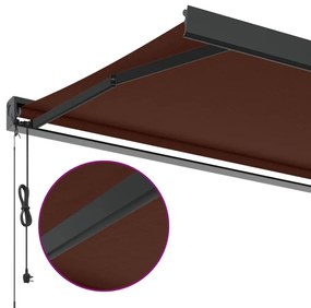 Toldo retrátil automático 500x300 cm castanho