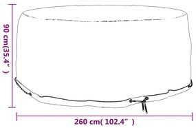 Capa para mobília de jardim 10 ilhós Ø260x90 cm redondo