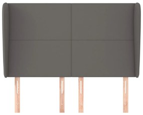 Cabeceira cama c/ abas couro artif. 147x23x118/128 cm cinzento