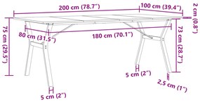 Mesa de jantar estrutura em Y 200x100x75 cm pinho/aço