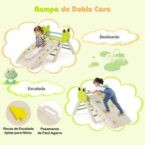 Conjunto triangular 7 em 1 de escalada para crianças pequenas com rampa, escada e arco Conjunto Montessori em madeira Verde