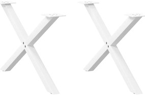 vidaXL Pés para mesa de centro em formato de X, 2 peças, branco, 70x (42-43) cm, aço