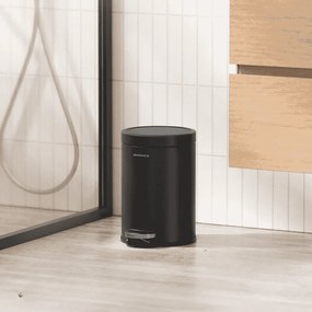 Cesto Lixo Casa Banho com 3 litros de capacidade e tampa com fecho suave 22,4 x 17,3 x 25,4 cm Preto