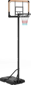 Cesto de Basquetebol de Exterior com Altura Ajustável 235-264 cm Suporte para Bola Rodas e Base Recarregável Preto