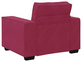 Poltrona 60 cm veludo vermelho-tinto