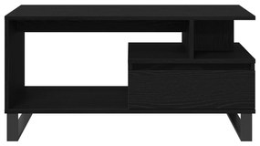 Mesa de Centro vidaXL Preto Carvalho 90x49x45 cm Madeira de Engenharia