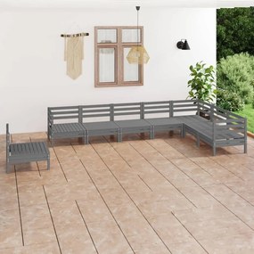 vidaXL 8 pcs conjunto lounge de jardim pinho maciço cinzento