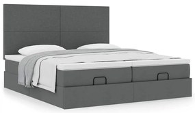 Estrutura de cama otomana com colchões tecido cinzento escuro