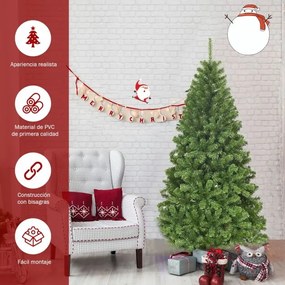 Árvore de Natal artificial de 1,8 m não iluminada com base de metal sólida Decoração natal de escritório e casa Verde