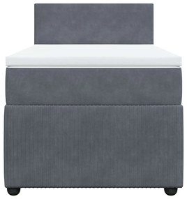 Cama com molas/colchão 80x200 cm veludo cinza-escuro
