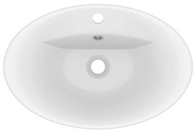 Lavatório luxuoso oval 58,5x39 cm cerâmica branco mate