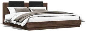 3209911 vidaXL Estrutura cama c/ cabeceira derivados madeira carvalho castanho