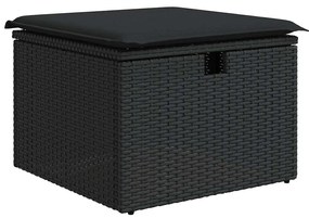 7 pcs conjunto de sofás p/ jardim c/ almofadões vime PE preto