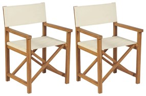 Cadeiras de realizador dobráveis 2 pcs madeira de teca maciça