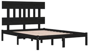 Estrutura de cama king 150x200 cm madeira maciça preto