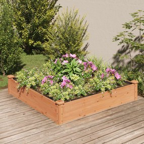 vidaXL Canteiro elevado c/ forro 120x120x25 cm abeto maciço castanho