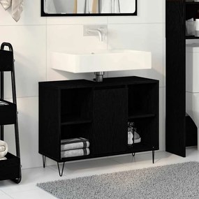 vidaXL Armário de Banheiro com porta Carvalho preto 80 x 33 x 60 cm