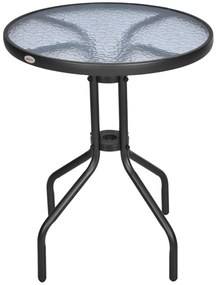 Mesa de Jardim Redonda com Bancada de Vidro Temperado Decorativa e Est