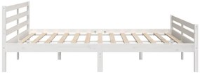 Estrutura de cama 200x200 cm madeira maciça branco