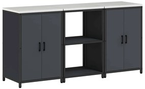 Conjunto de Armazenamento de Cozinha 3 pcs Cinzento-escuro