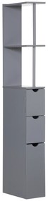 HOMCOM Coluna Casa de Banho Armário Casa de Banho Compacto Móvel Auxiliar com 2 Prateleiras 2 Gavetas 15x33x136,5 cm Cinza | Aosom Portugal