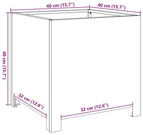 Vaso/floreira de jardim 40x40x40 cm aço corten