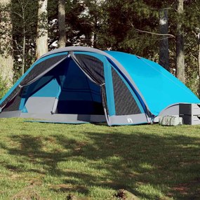 vidaXL Tenda familiar estilo cabana para 6 pessoas impermeável azul