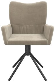 Cadeiras de jantar giratórias 2 pcs veludo cinzento-claro