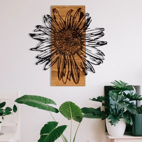 Acessório Decorativo de Parede Daisy – Preto e Nogueira – 56 x 58 cm
