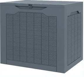 Caixa de arrumação para exterior de 97 L com pegas embutidas 56 x 41 x 50 cm, caixa de arrumação para exterior estanque, cinzento claro