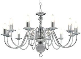 vidaXL Lustre com 12 lâmpadas E14 prateado