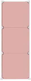 Armário de arrumação infantil com 6 cubos PP rosa