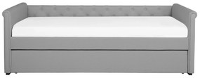 Cama dupla em tecido cinzento claro 90 x 200 cm LIBOURNE Beliani