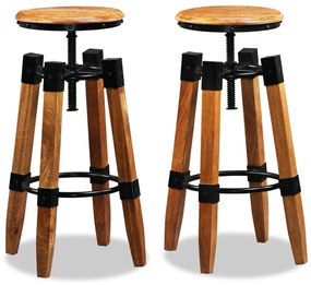 Bancos de bar 2 pcs madeira de mangueira maciça