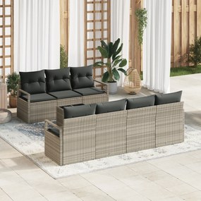 Conjunto de Sofá de Jardim vidaXL de 8 Peças com Almofadas Cinza Claro