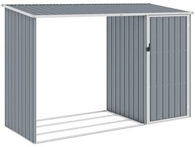 Abrigo de lenha jardim 245x98x159 cm aço galvanizado cinzento