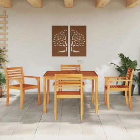 Conjunto de Jantar de Jardim 5 pcs Castanho 110 x 110 x 75 cm