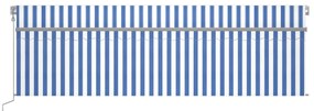 Toldo autom. c/ estore/LED/sensor de vento 5x3 m azul/branco