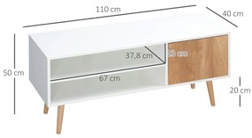 Móvel de TV Minimalista com 2 Prateleiras de Armazenamento e Armário Móvel de TV para Televisores de até 55 Polegadas para Dormitório 110x40x50cm Bran