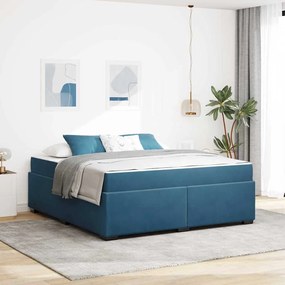 Estrutura de cama com colchão Azul escuro 180 x 200 cm Veludo