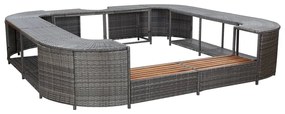Contorno de spa quadrado 268 x 268 x 55 cm vime PE cinzento