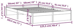 Estrutura cama pequena de casal 120x190 cm madeira castanho-mel