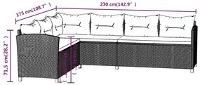 6 pcs conjunto lounge de jardim c/ almofadões vime PE cinzento